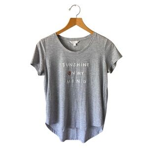 Lauren Conrad Gray Sunshine On My Mind Embroidered Blouse Womens Sz L Hi Low